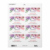 ピンクパープル花模様 |赤ちゃんシャワーありがとう ラベル (フルシート)