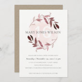 ピンクパープル葉リース甘い16誕生日カード サンキューカード (正面/裏面)