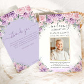 ピンクパープル薄紫フローラ写真葬儀記念館 サンキューカード