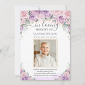 ピンクパープル薄紫フローラ写真葬儀記念館 サンキューカード (正面)