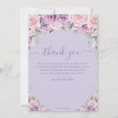 ピンクパープル薄紫フローラ写真葬儀記念館 サンキューカード (裏面)