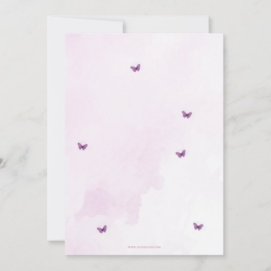 ピンクパープル蝶の卒業式パーティー 招待状 (裏面)