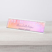 ピンクパープル赤面ドリップビジネス デスクネームプレート (正面)