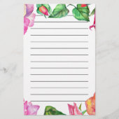 ピンクパープル赤面水彩文房具 便箋 (正面)