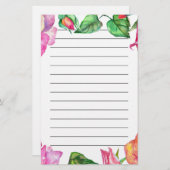 ピンクパープル赤面水彩文房具 便箋 (正面/裏面)