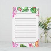 ピンクパープル赤面水彩文房具 便箋 (スタンド正面)