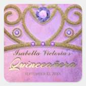 ピンクパープル金ゴールドグリッタージュエリドティアラキンセアニラ スクエアシール (正面)