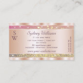 ピンクパープル金ゴールドグリッタースターズモノグラムバラ金ゴールド 名刺 (裏面)