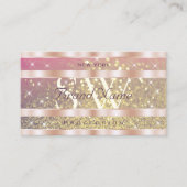 ピンクパープル金ゴールドグリッタースターズモノグラムバラ金ゴールド 名刺 (正面)