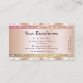 ピンクパープル金ゴールドグリッタースターバラ金ゴールドデコール 名刺 (裏面)