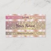 ピンクパープル金ゴールドグリッタースターバラ金ゴールドデコール 名刺 (正面)