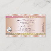 ピンクパープル金ゴールドグリッタースター追加ロゴバラ金ゴールド 名刺 (裏面)