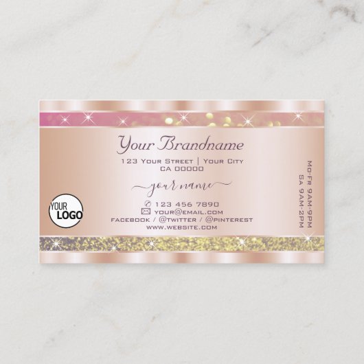 ピンクパープル金ゴールドグリッタースター追加ロゴバラ金ゴールド 名刺 (裏面)