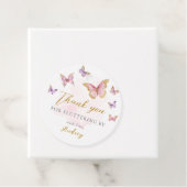 ピンクパープル金ゴールドバタフライガールベビーシャワー フェイバータグ (インサイチュ)
