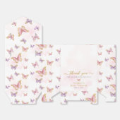 ピンクパープル金ゴールドバタフライベビーガールシャワー フェイバーボックス (見開き)