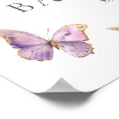 ピンクパープル金ゴールドバタフライベビーシャワーへようこそ ポスター (角)