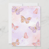 ピンクパープル金ゴールドバタフライベビーシャワー 招待状 (裏面)