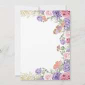 ピンクパープル金ゴールドバレエガールベビーシャワー 招待状 (裏面)