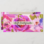 ピンクパープル金ゴールドフローラギフト証明書のポップ (正面/裏面)