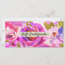 ピンクパープル金ゴールドフローラギフト証明書のポップ