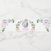 ピンクパープル金ゴールドフローラゾウ赤ちゃんシャワーの好意 ペットボトルラベル (シングルラベル)