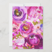 ピンクパープル金ゴールドモダンフローラの結婚ポップ 招待状 (裏面)