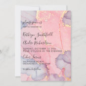 ピンクパープル金ゴールドヴィンテージウェディング招待状 招待状 (正面)