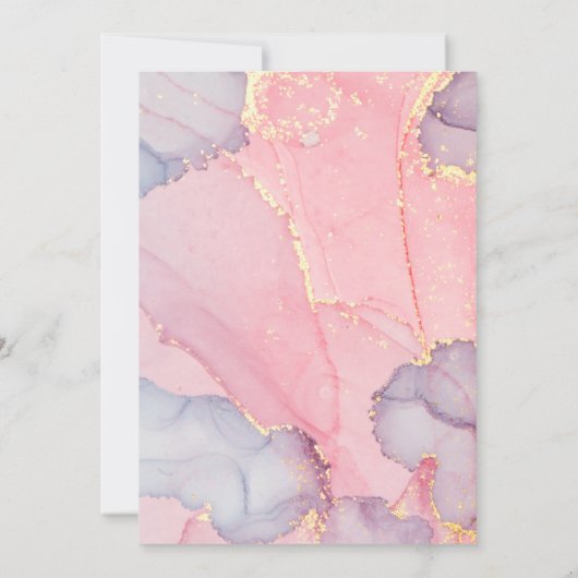 ピンクパープル金ゴールドヴィンテージウェディング招待状 招待状 (裏面)