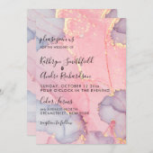 ピンクパープル金ゴールドヴィンテージウェディング招待状 招待状 (正面/裏面)