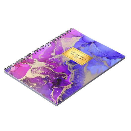 ピンクパープル金ゴールド抽象芸術アート ノートブック (左側)