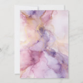 ピンクパープル金ゴールド水彩アーチ50誕生日 招待状 (裏面)