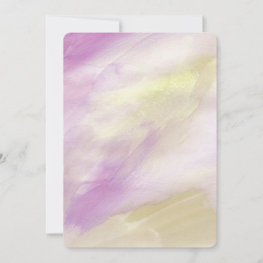 ピンクパープル金ゴールド水彩赤ちゃんシャワー 招待状 (正面)