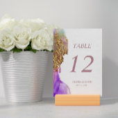 ピンクパープル金ゴールド結婚インクのテーブル番号カード テーブルナンバー