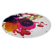 ピンクパープル金ゴールド(ばちゃばちゃ)跳ねるモノグラム カッティングボード (角)