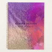 ピンクパープル金箔グリッター書道台本 プランナー手帳 (正面)