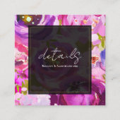ピンクパープル鮮やかフローラ結婚詳細のポップ スクエア名刺 (正面)