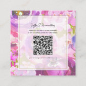 ピンクパープル鮮やかフローラ結婚詳細のポップ スクエア名刺 (裏面)