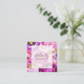 ピンクパープル鮮やかフローラ結婚詳細のポップ スクエア名刺 (スタンド正面)
