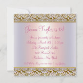 ピンクパープル13th誕生日パーティー招待状13th 招待状 (裏面)