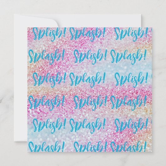 ピンクパープル1stガールお洒落マーメイド誕生日 招待状 (裏面)