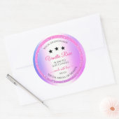 ピンクパープル(グリッター製品の包装ラベル付き) ラウンドシール (封筒)