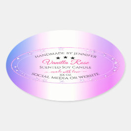 ピンクパープル(グリッター製品の包装ラベル付き) 楕円形シール