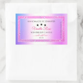 ピンクパープル(グリッター製品の包装ラベル付き) 長方形シール (バッグ)