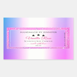 ピンクパープル(グリッター製品の包装ラベル付き) 長方形シール