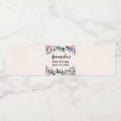 ピンクパープル&グリーンウォーター色のフローラ縁ど ペットボトルラベル (シングルラベル)