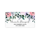 ピンクパープル&グリーンウォーター色のフローラ縁ど ラベル (正面)