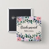 ピンクパープル&グリーンフローラ水彩花嫁 缶バッジ (正面&裏面)