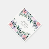 ピンクパープル&グリーンフローラ水彩誕生日 スタンダードカクテルナプキン (角)