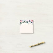 ピンクパープル&グリーンフローラ水彩 ポストイット (デスク上)