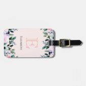 ピンクパープル&グリーンフローラ水彩 ラゲッジタグ (正面横)
